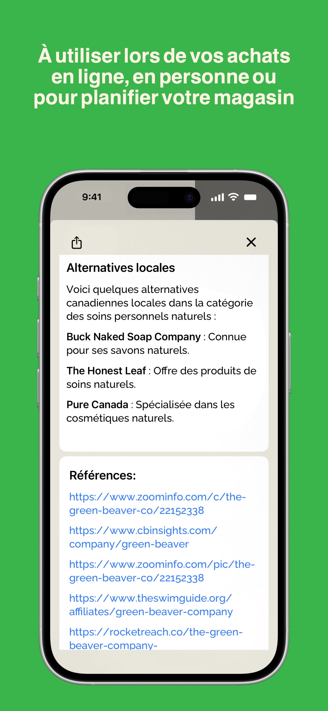 Utilisez l’application pour magasiner en ligne, en magasin ou pour planifier vos achats
