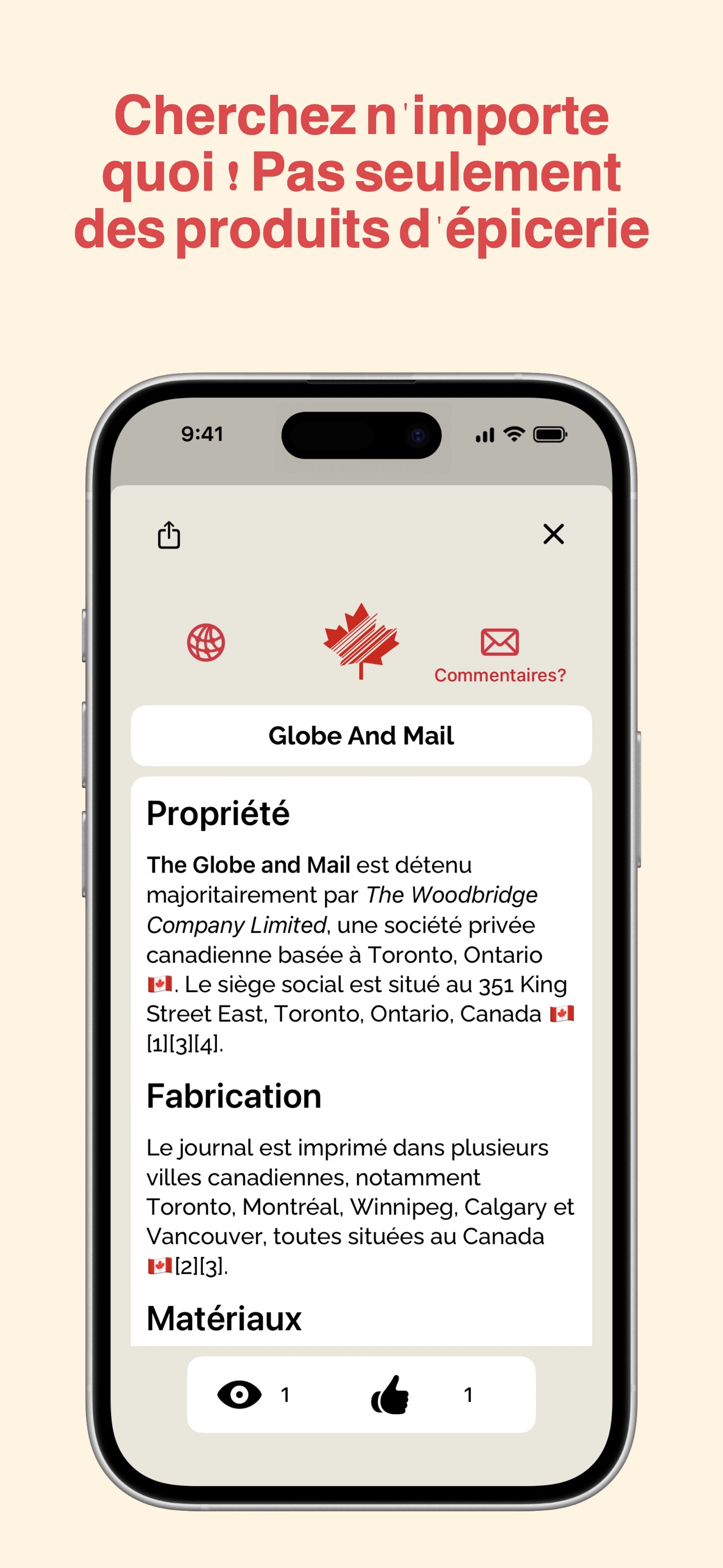 Recherchez n’importe quoi ! Pas seulement des produits d’épicerie
