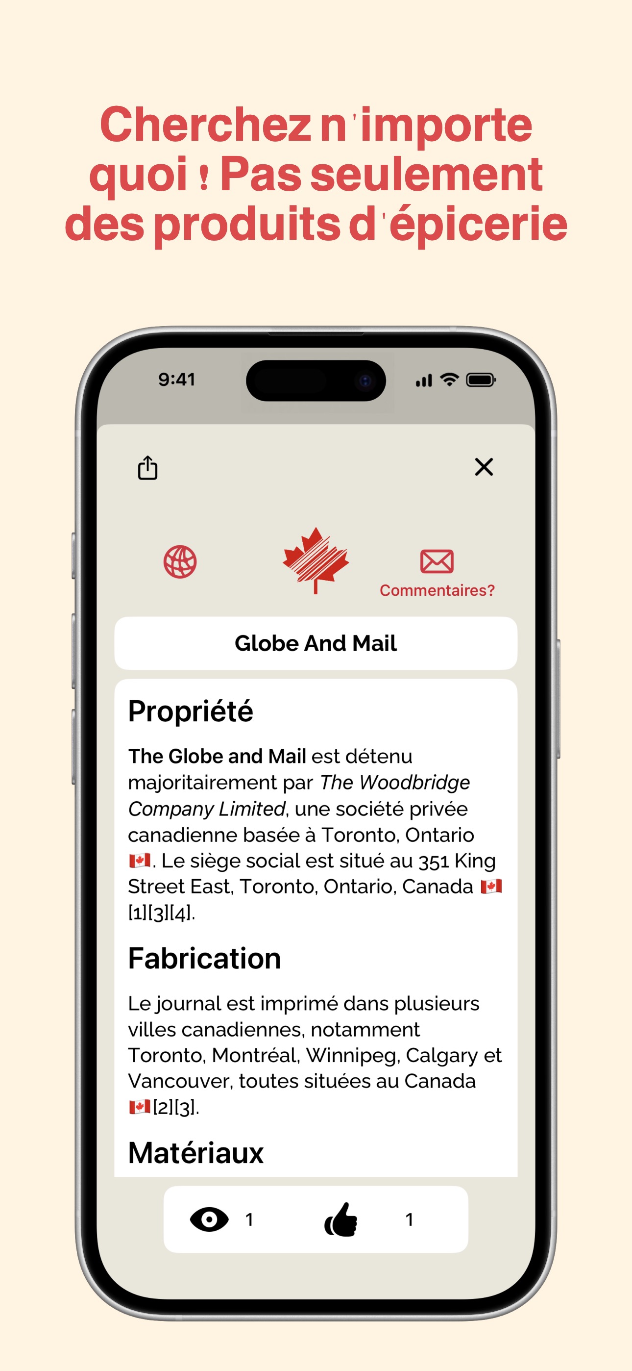 Recherchez n’importe quoi ! Pas seulement des produits d’épicerie