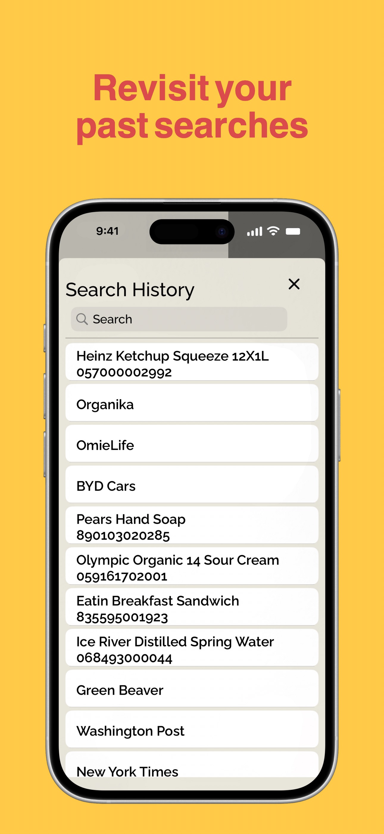 Revisit your past searches